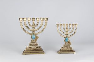 Round Menorah with Eilat stone small - Size 1