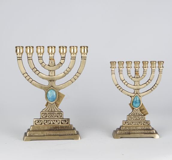 Round Menorah with Eilat stone small - Size 1